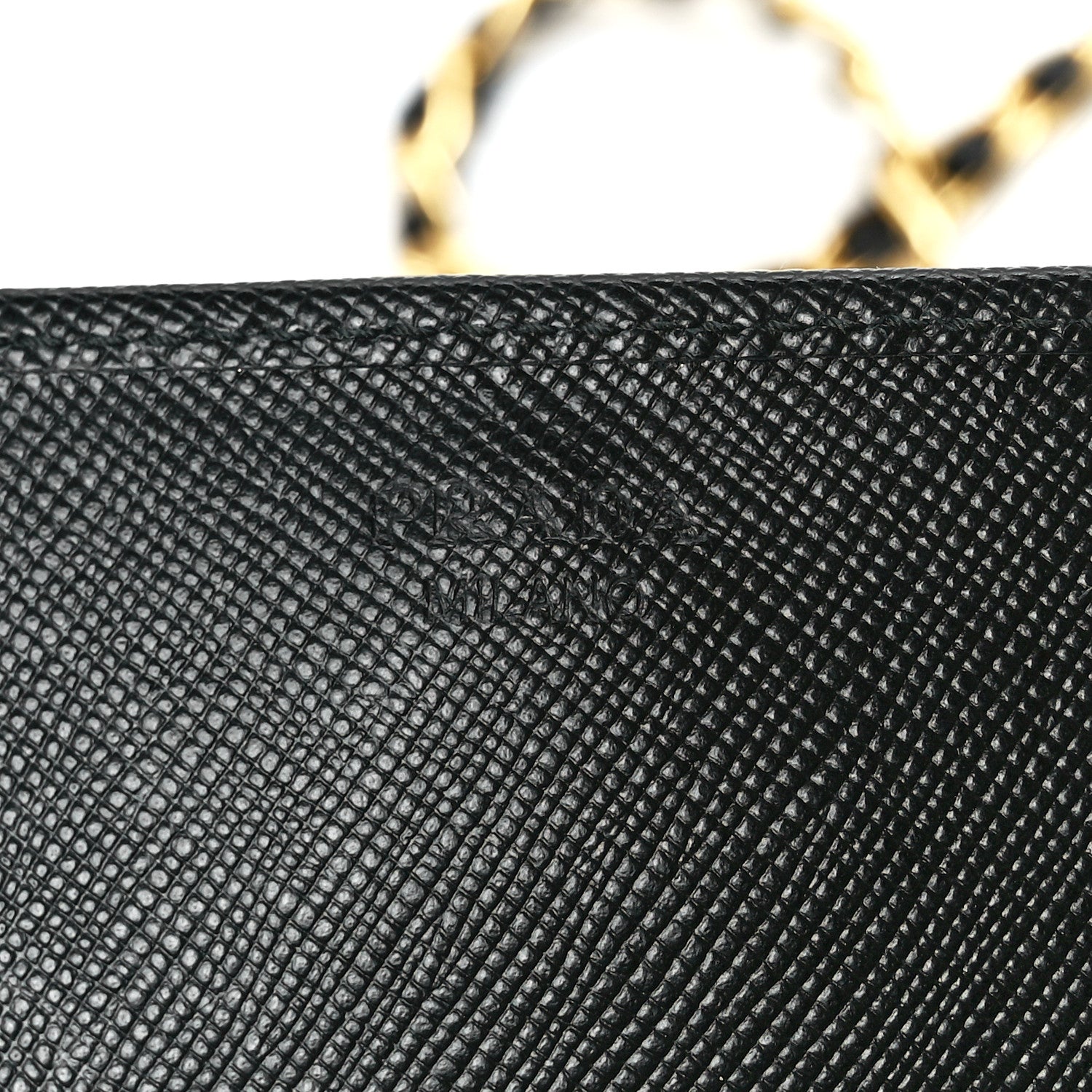 Prada Saffiano Metal Oro Chain Wallet Black 6 of 11
