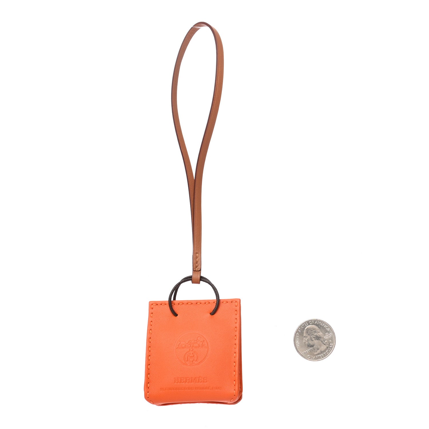 Hermes Milo Lambskin Swift Shopping Bag Charm Feu Gold 2 of 4