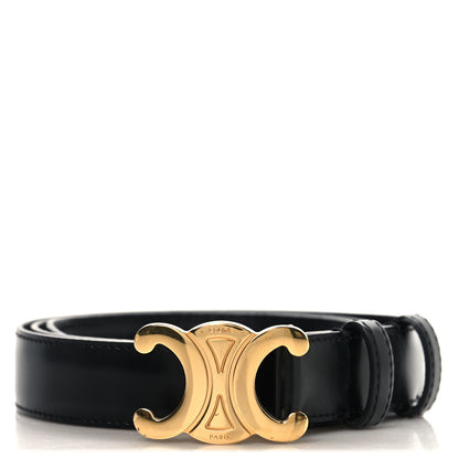 Celine Box Calfskin Medium 25mm Triomphe Belt 80 32 Black 1 of 4