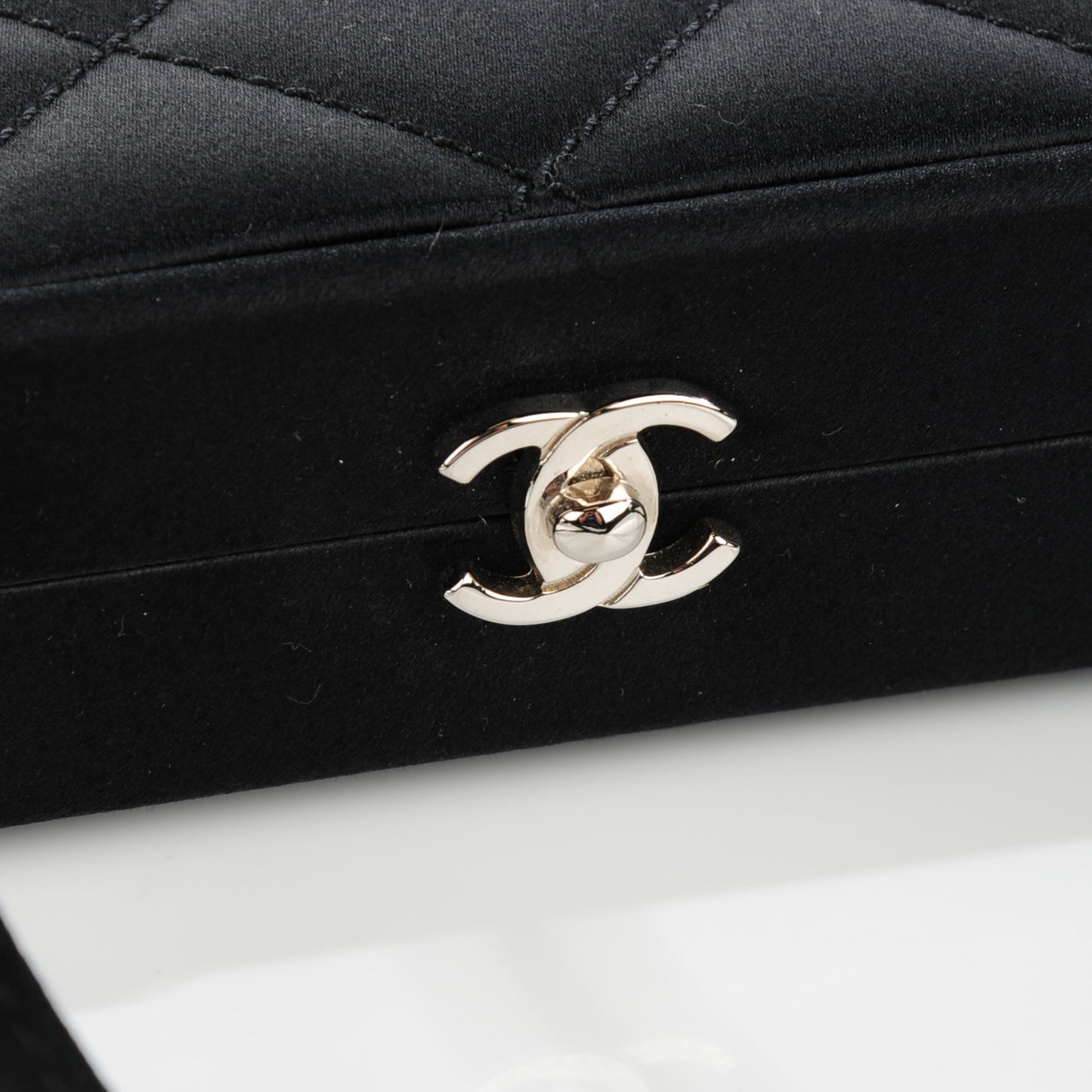 Satin Quilted Evening Bag Black