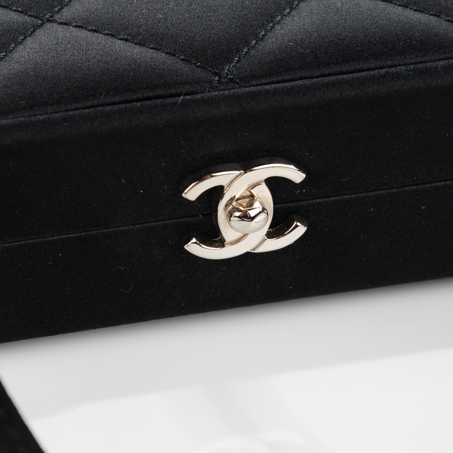 Chanel Satin Quilted Evening Bag Black 5 of 9
