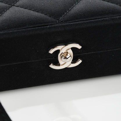 Chanel Satin Quilted Evening Bag Black 5 of 9