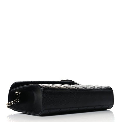 Saint Laurent Grain De Poudre Textured Mixed Matelasse Triquilt Medium Monogram Satchel Black 4 of 9