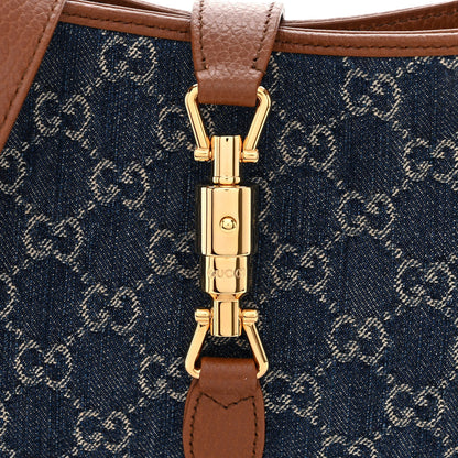 Gucci New Denim GG Monogram Calfskin Small Jackie 1961 Hobo Blue Tea Cuir 8 of 10