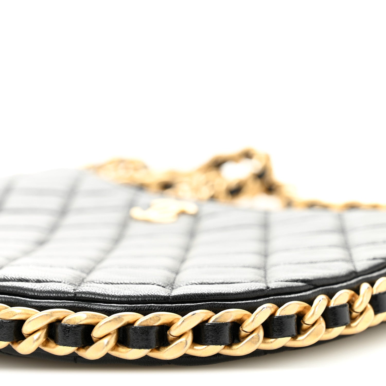 Chanel Shiny Crumpled Lambskin Quilted Large Trendy Chain Around Hobo Black 10 of 10