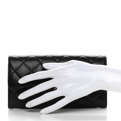 Chanel Caviar Quilted Large Gusset Flap Wallet Black 2 of 9