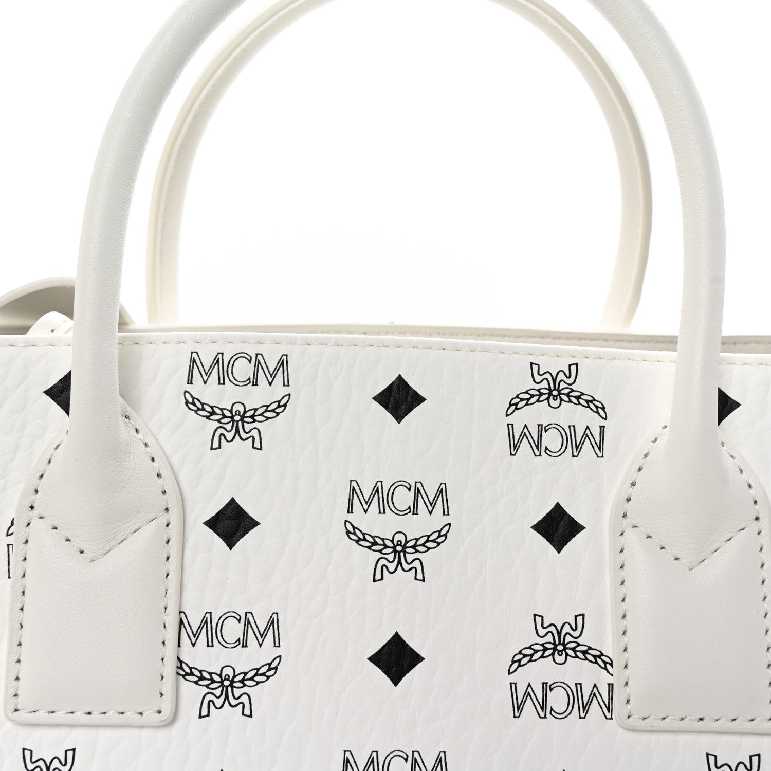 MCM Visetos Large Munchen Tote White 7 of 10