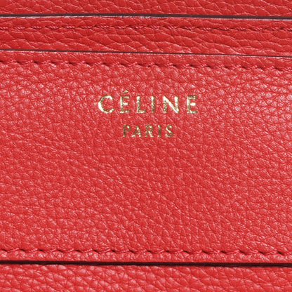 Celine Drummed Leather Shoulder Luggage Red 6 of 10