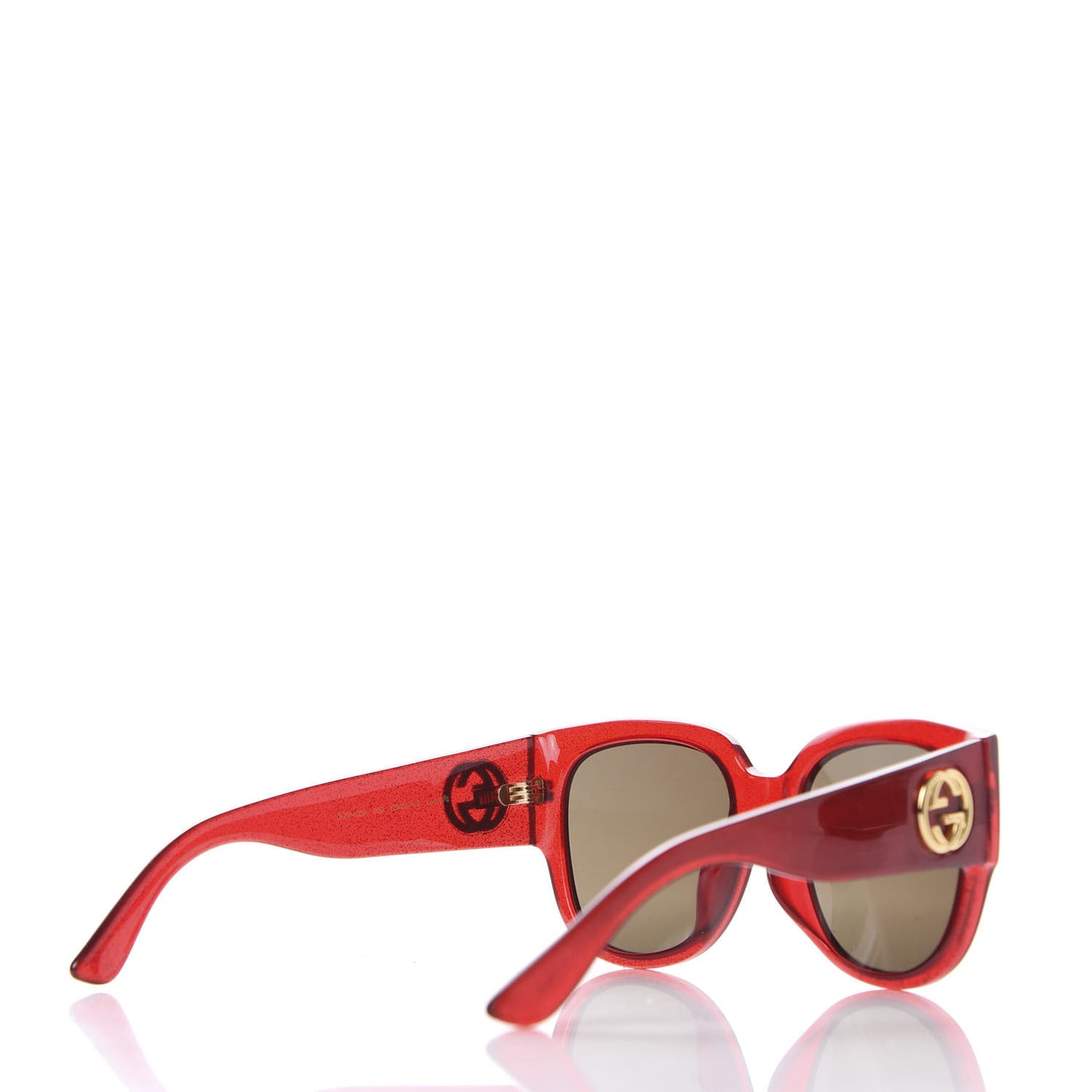 Square Frame Glitter Sunglasses GG0142SA Red