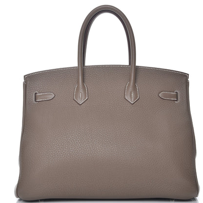 Hermes Taurillon Clemence Birkin 35 Etoupe 4 of 30