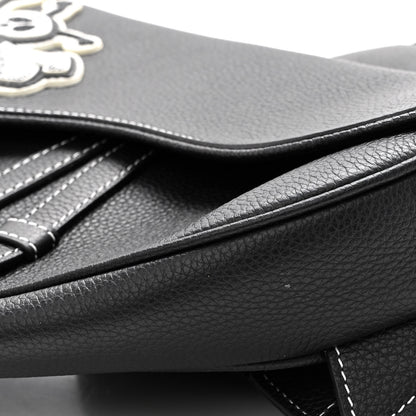 Christian Dior X SHAWN STUSSY Grained Calfskin Bee Saddle Bag Black 9 of 9