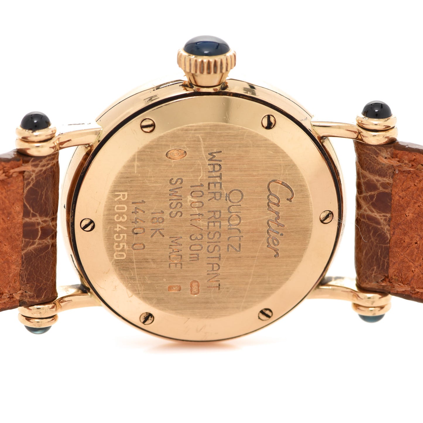 18K Yellow Gold Alligator 28mm Diabolo Quartz Watch Brown
