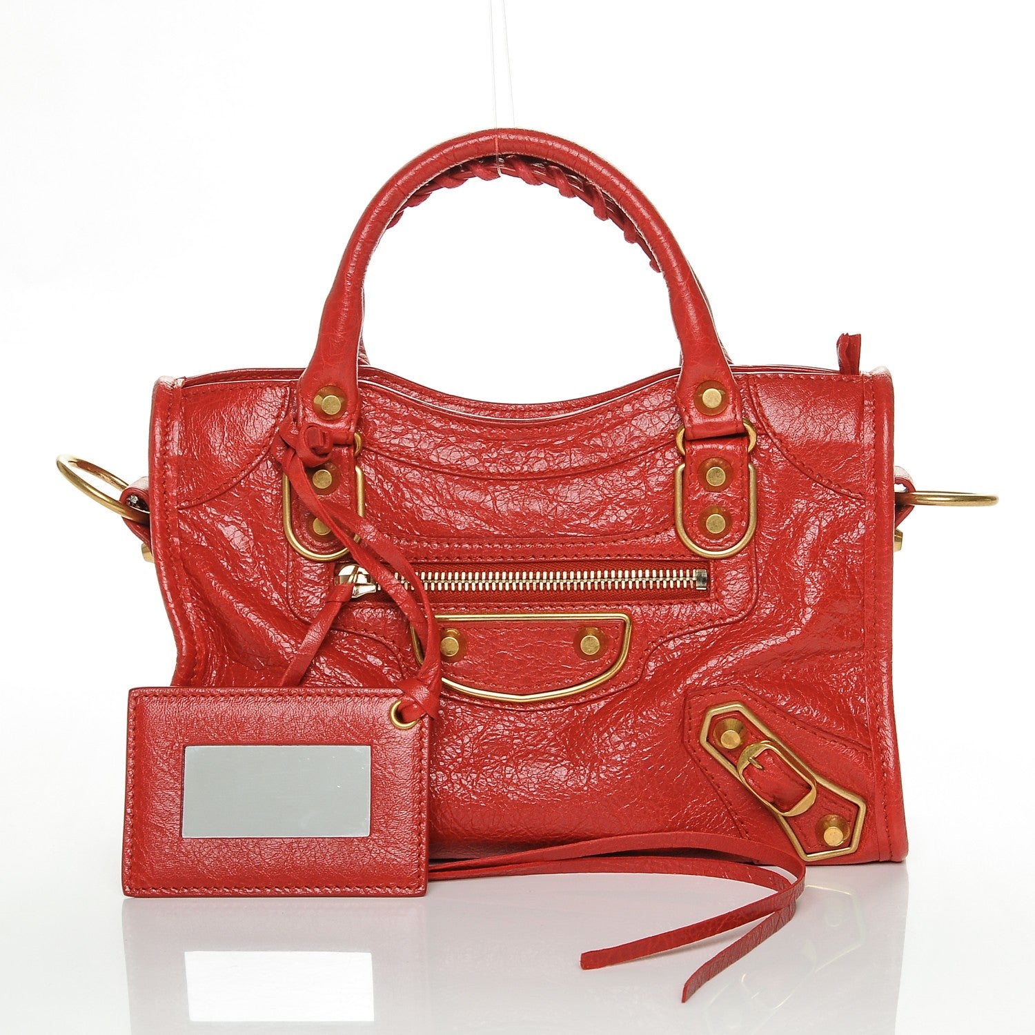 Balenciaga Agneau Gold Metallic Edge Hardware Mini City Rouge Rubis 7 of 7