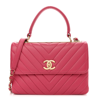 Chanel Lambskin Chevron Quilted Small Trendy CC Dual Handle Flap Bag Pink 1 of 12