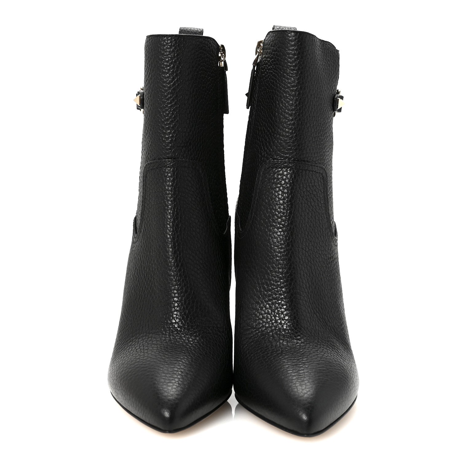 Valentino Garavani Pebbled Calfskin Rockstud Single Buckle 90mm Block Heel Ankle Boots 38 Black 3 of 10