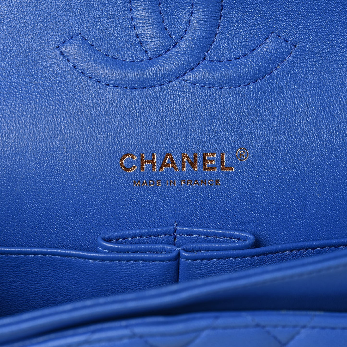 Lambskin Quilted Medium Double Flap Blue