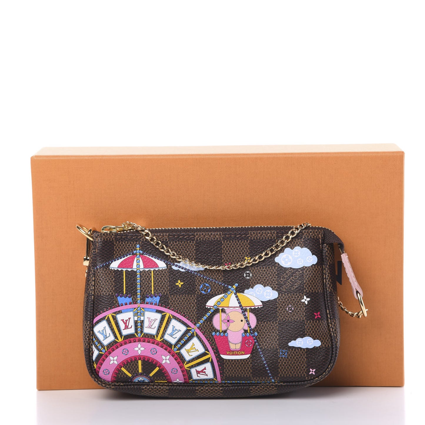 Damier Ebene 2020 Christmas Animation Big Wheel Mini Pochette Accessories Rose Ballerine