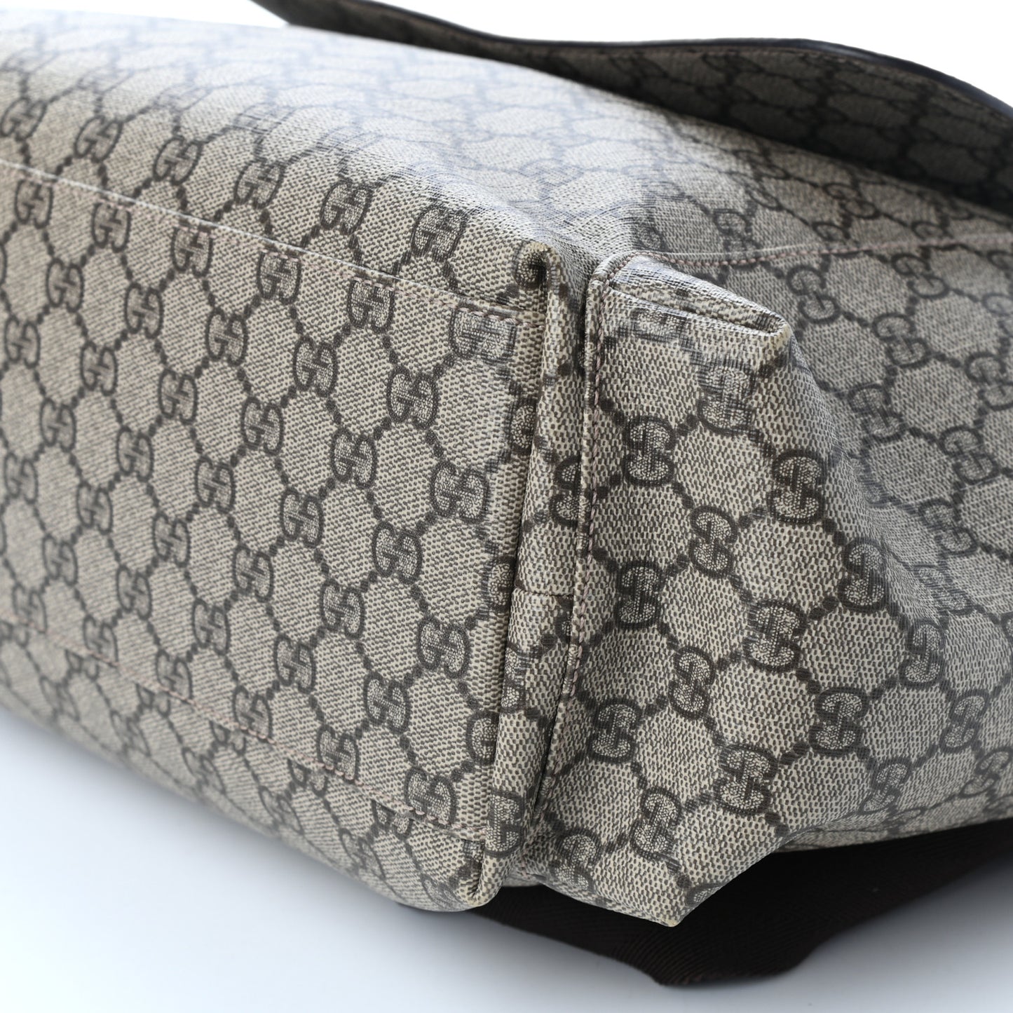 GG Supreme Monogram Selleria Calfskin Messenger Diaper Bag Beige Ebony Cocoa Dark Chocolate