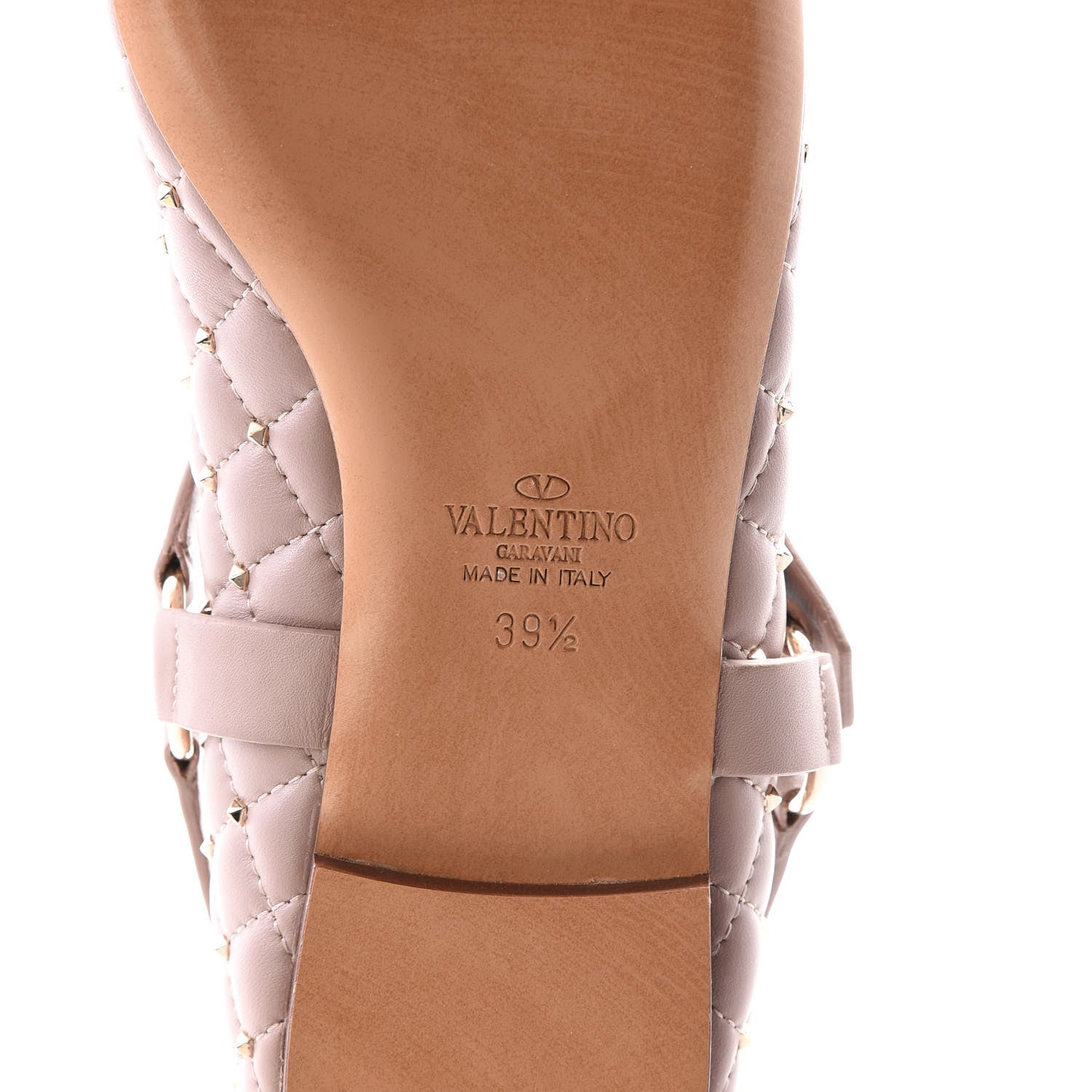 Valentino Garavani Lambskin Rockstud Spike Captoe Ballerina Flats 39.5 Poudre Gold 6 of 13
