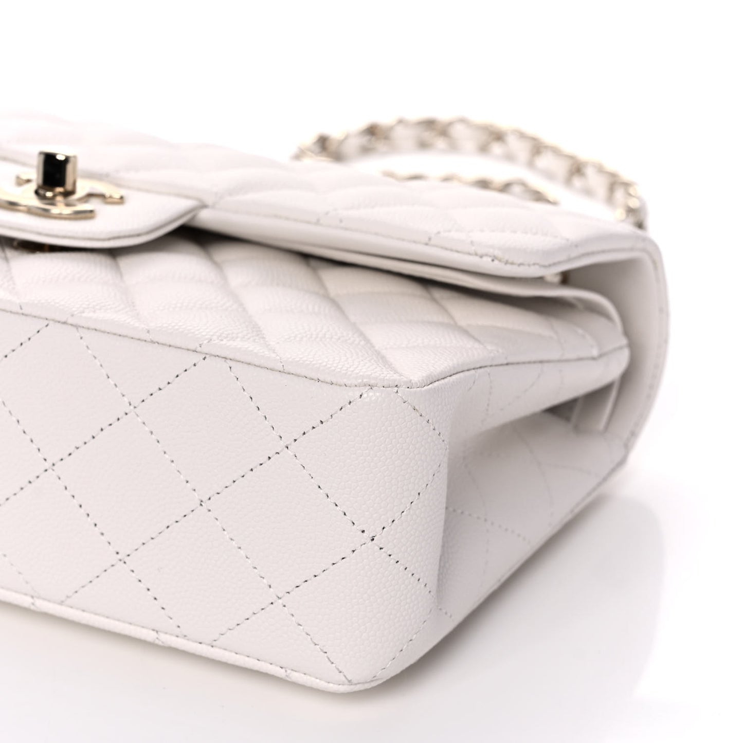 Caviar Quilted Small Double Flap White