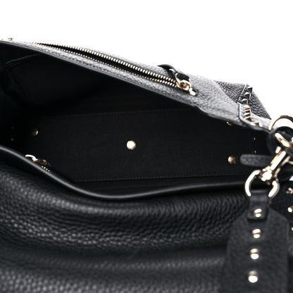 Valentino Garavani Pebbled Calfskin Rockstud Top Handle Shoulder Bag Black 5 of 11