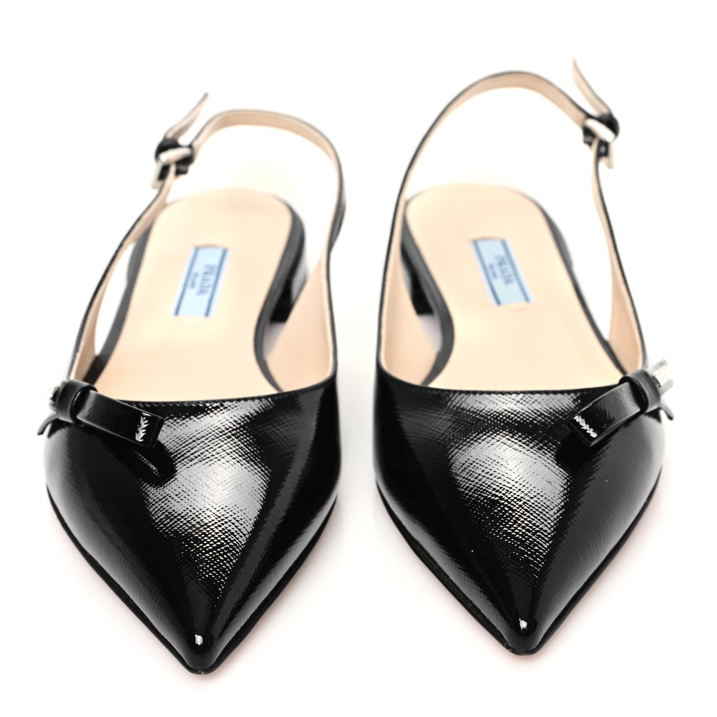 Saffiano Vernice Slingback Bow Flats 36 Black