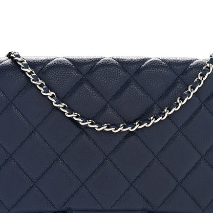 Chanel Caviar Quilted Clutch With Chain Flap Navy Blue 8 of 13