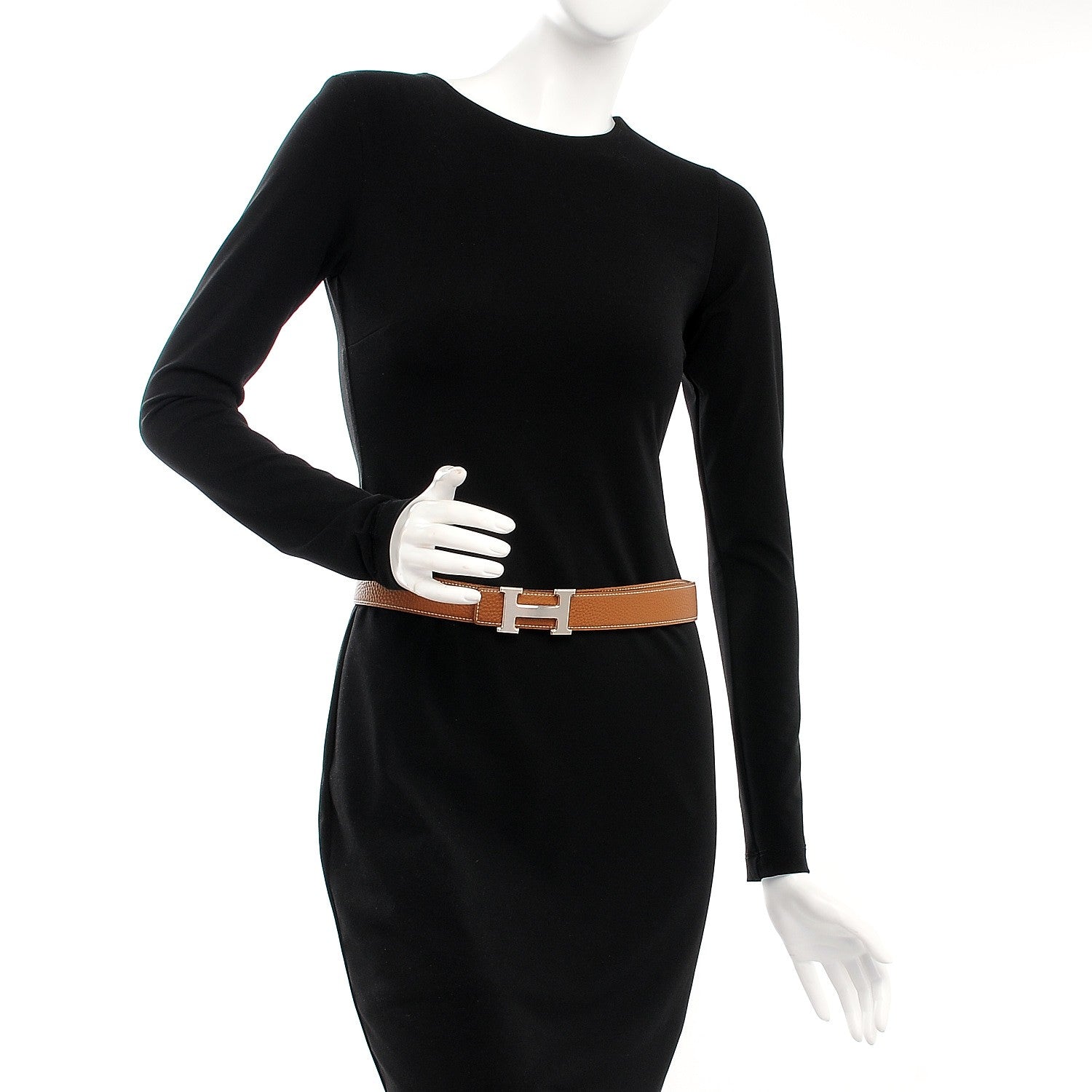 Hermes Box Taurillon Clemence 32mm H Belt 80 Black Gold 2 of 12