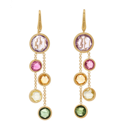 Marco Bicego 18K Yellow Gold Multi Gemstone Jaipur Color Two Strand Earrings 1 of 3