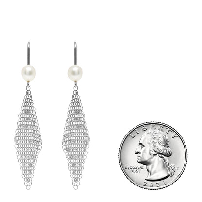 Tiffany Sterling Silver Pearl Elsa Peretti Mesh Earrings 2 of 4