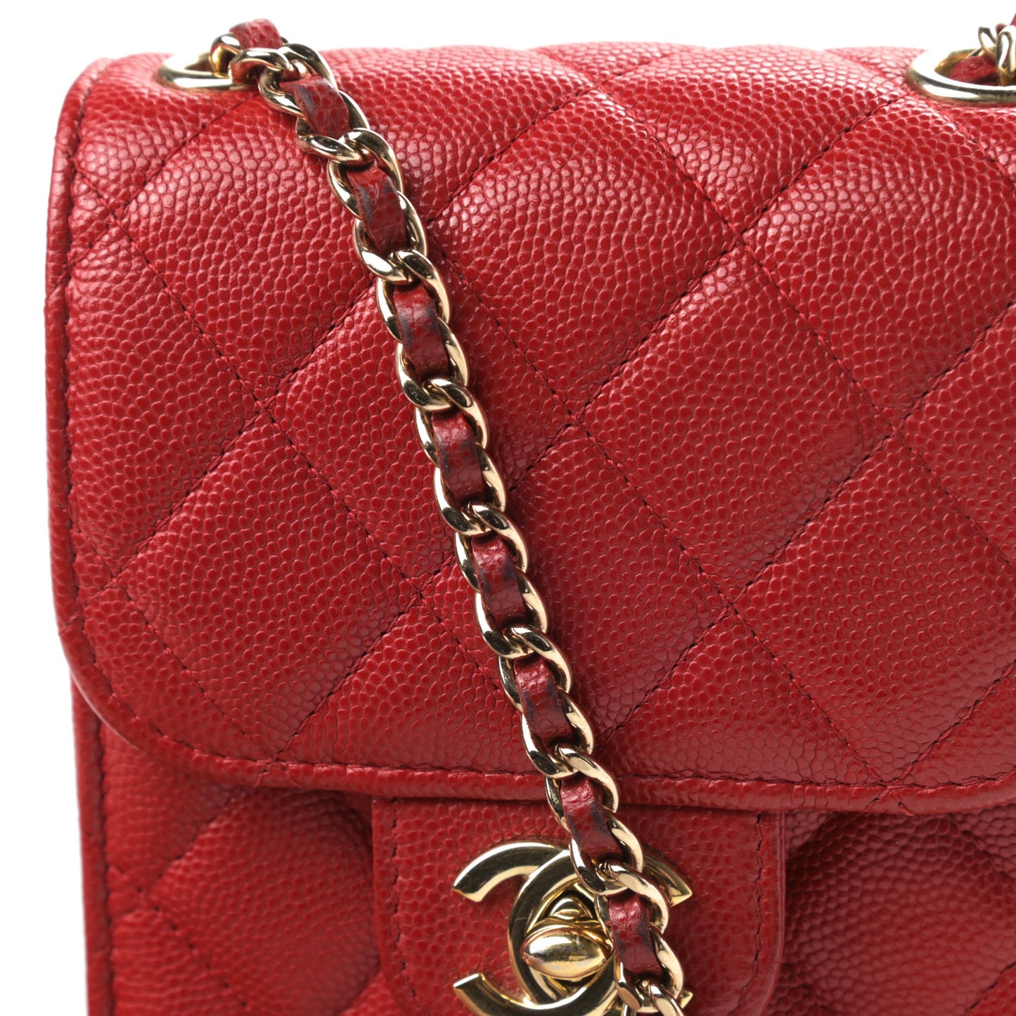 Caviar Quilted Classic Phone Holder Red