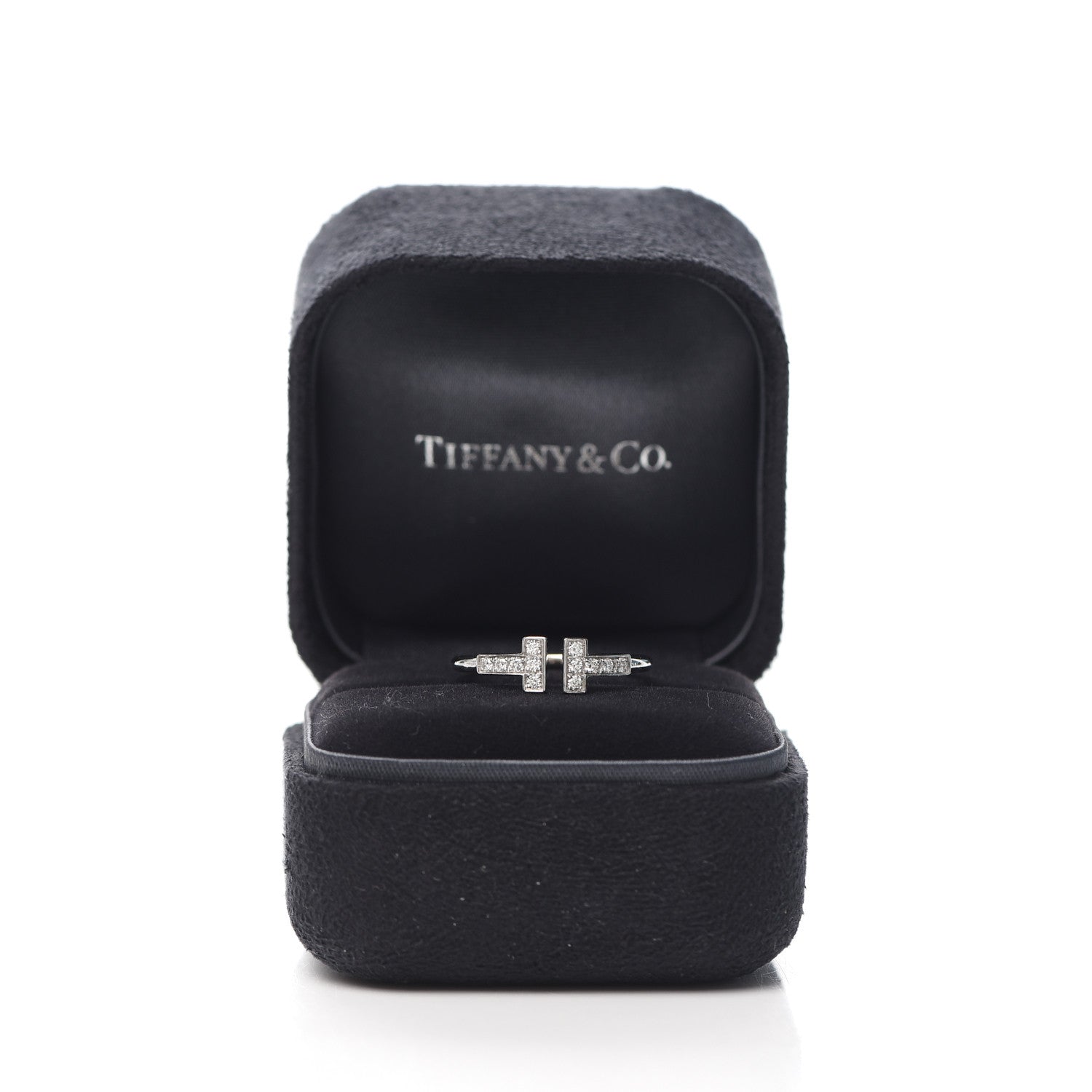 Tiffany 18K White Gold Diamond T Wire Ring 51 5.75 5 of 5