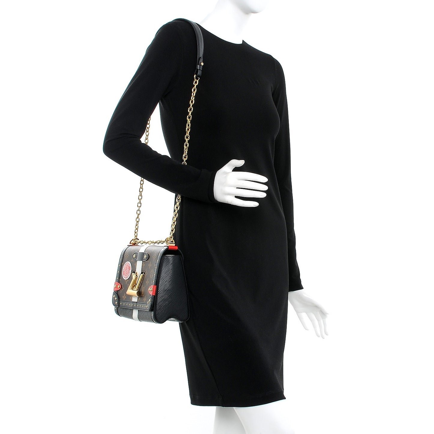 Epi Monogram Complice Trunks and Bags Twist Shoulder Bag MM Black