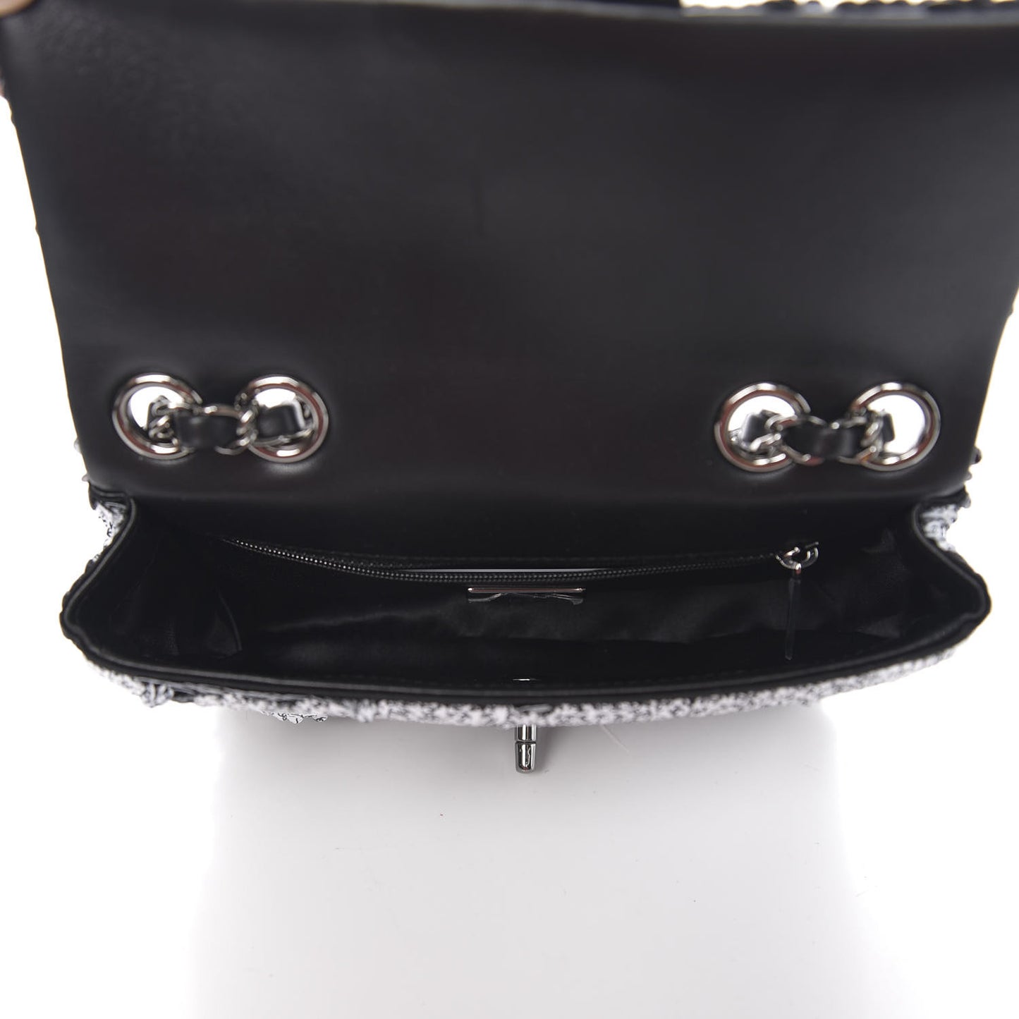 Sequin CC Logo Small Single Flap White Black