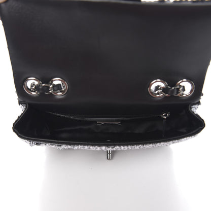 Chanel Sequin CC Logo Small Single Flap White Black 4 of 9