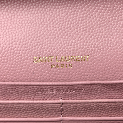 Saint Laurent Grain De Poudre Matelasse Chevron Monogram Chain Wallet Tender Pink 6 of 11