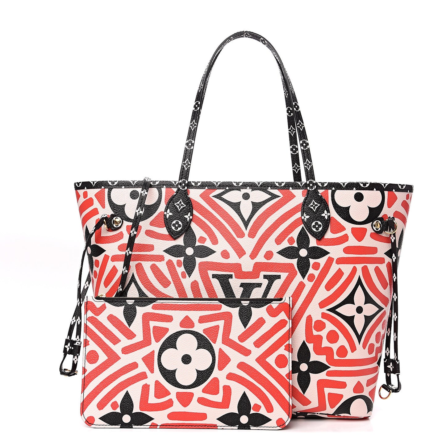 Monogram Giant Crafty Neverfull MM Creme Rouge Black