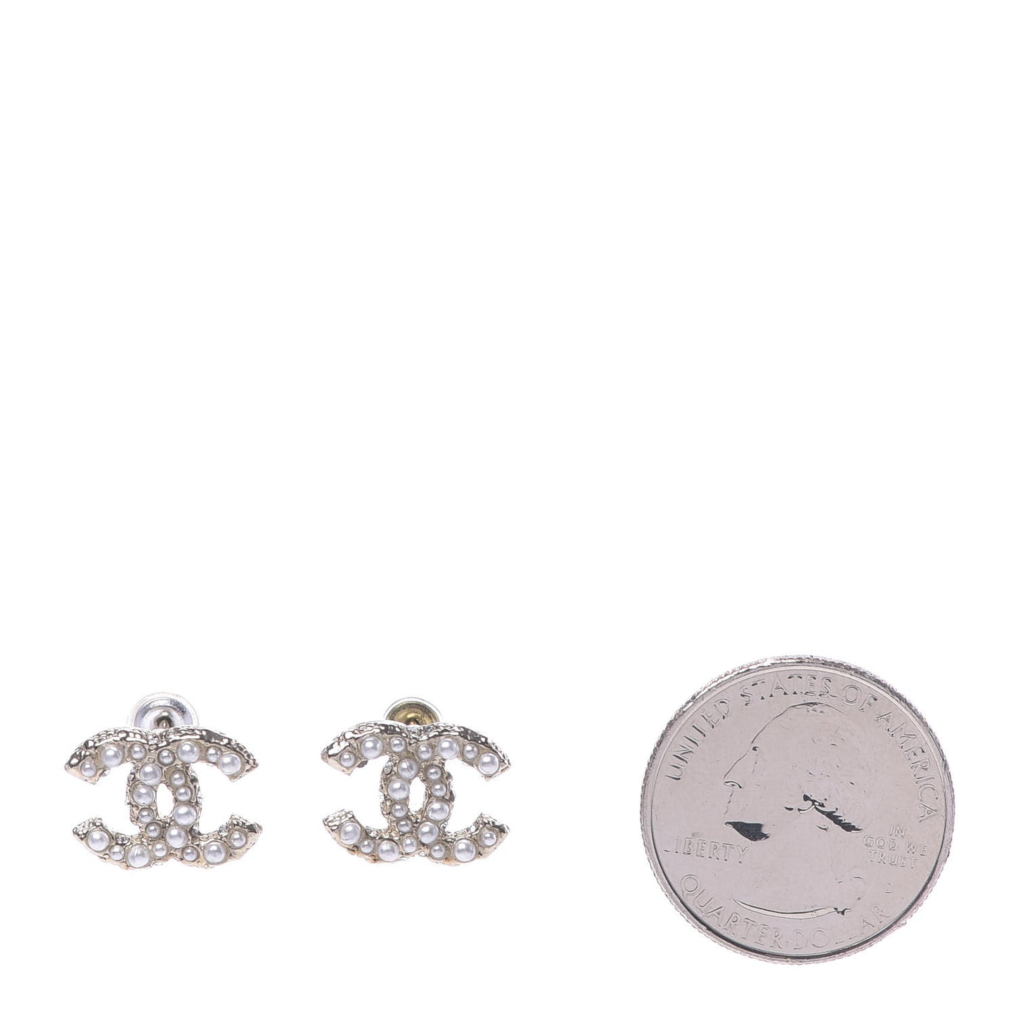 Pearl Crystal CC Earrings Gold