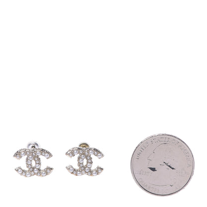 Chanel Pearl Crystal CC Earrings Gold 2 of 5