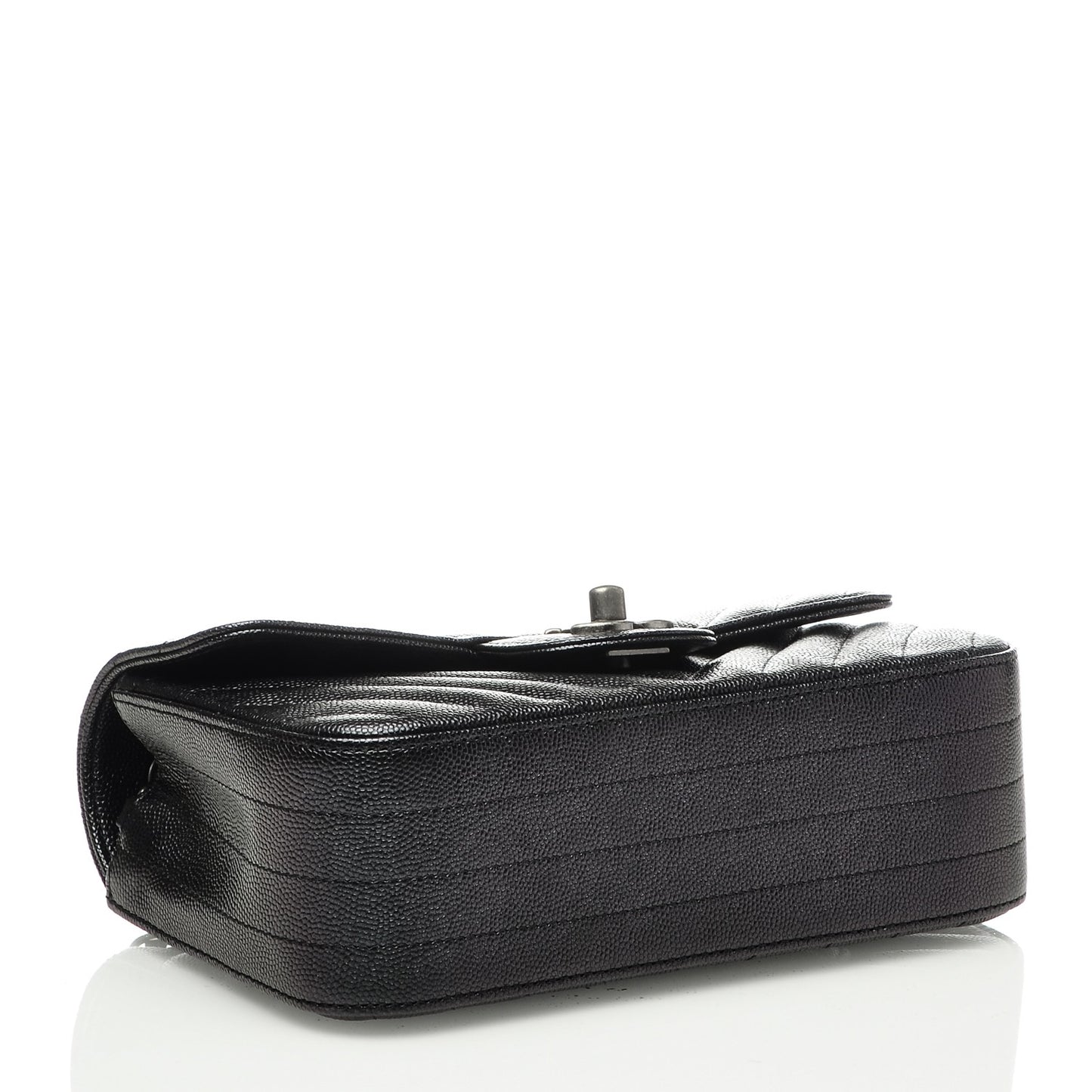Caviar Chevron Quilted Mini Rectangular Flap Black
