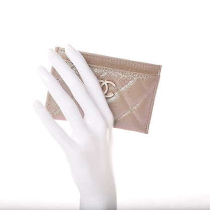 Chanel Iridescent Caviar Quilted Card Holder Beige 2 of 9