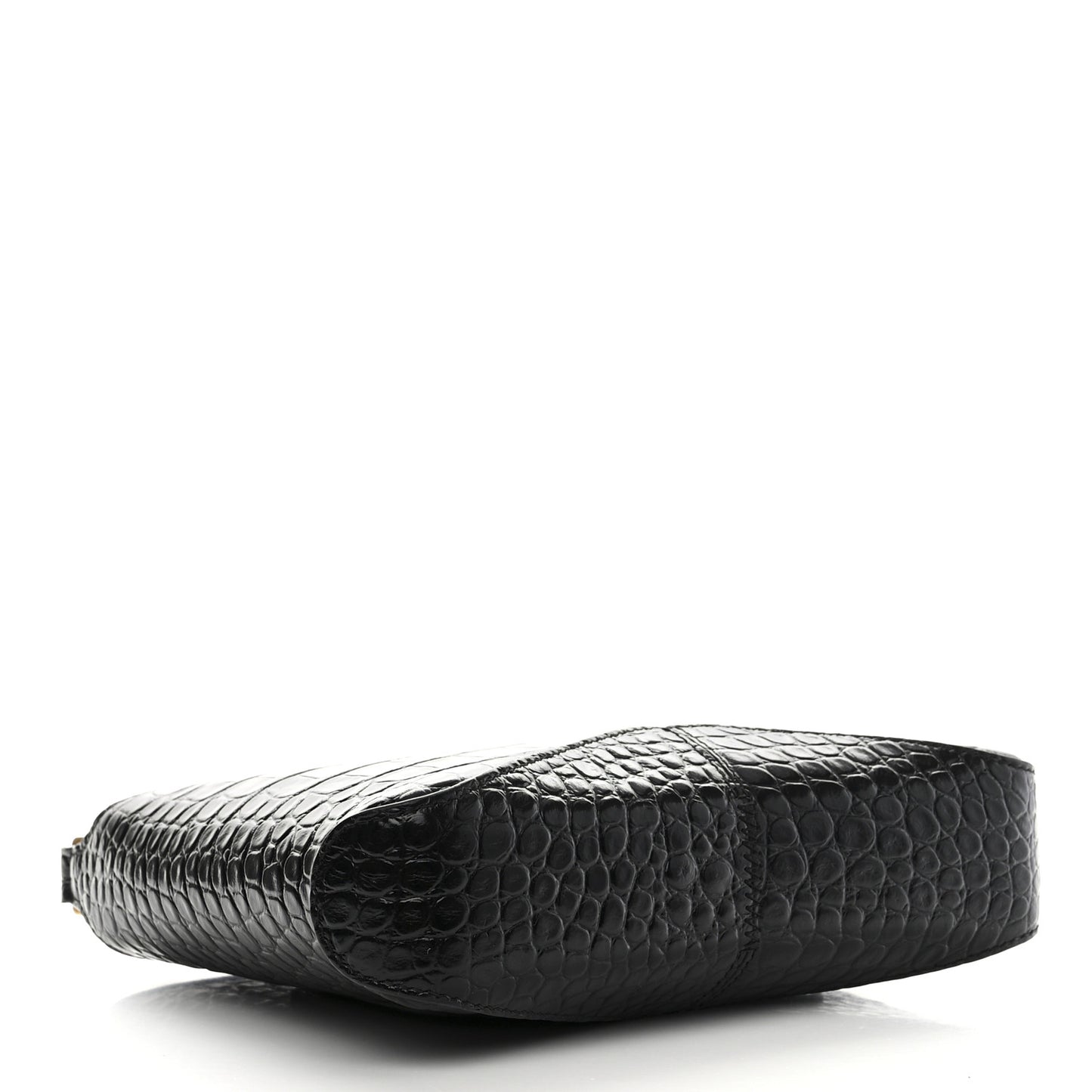 Shiny Super Supple Calfskin Crocodile Embossed Small XX Bag Black