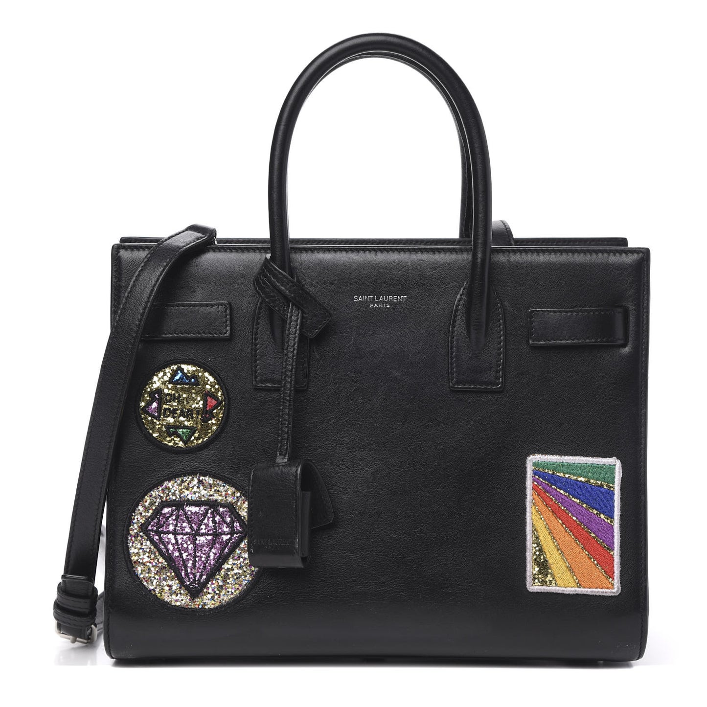 Calfskin Patchwork Baby Sac De Jour Black Multi