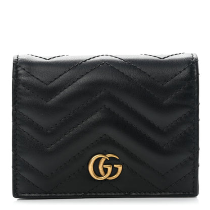 Gucci Calfskin Matelasse GG Marmont Card Case Wallet Black 1 of 8
