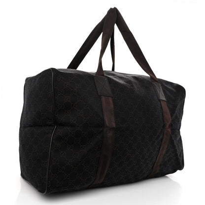 Gucci Denim Monogram Large Collapsible Carry On Duffle Bag Brown 3 of 10