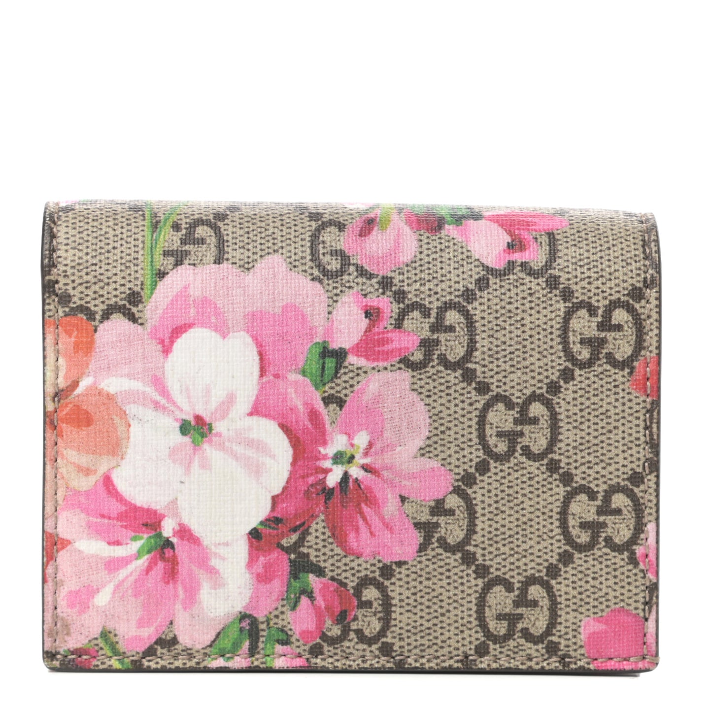 GG Supreme Monogram Blooms Card Case Beige Multicolor Dry Rose