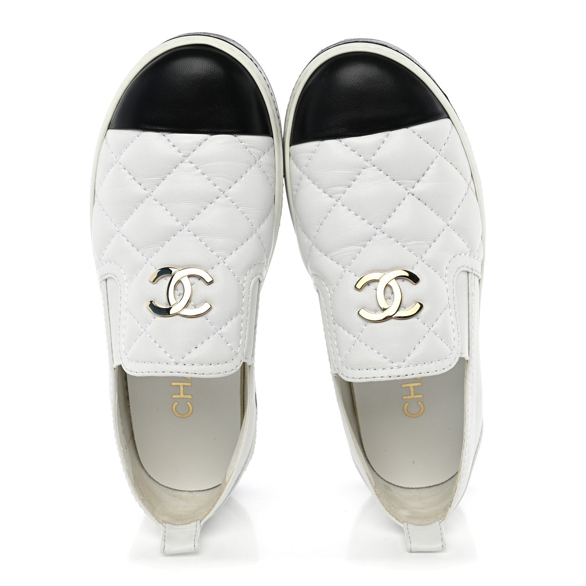 Lambskin Quilted Womens CC Stroll Sneakers 36 White