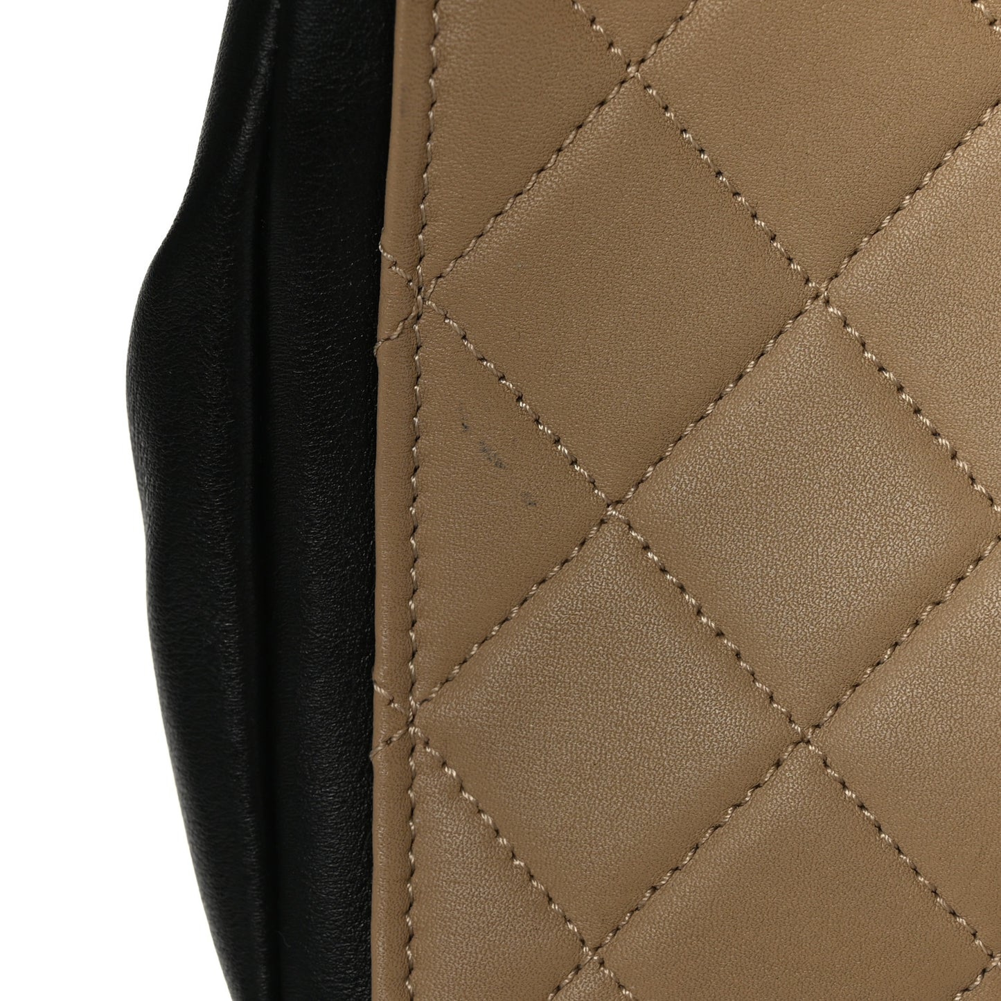 Calfskin Quilted Medium Graphic Flap Beige Black