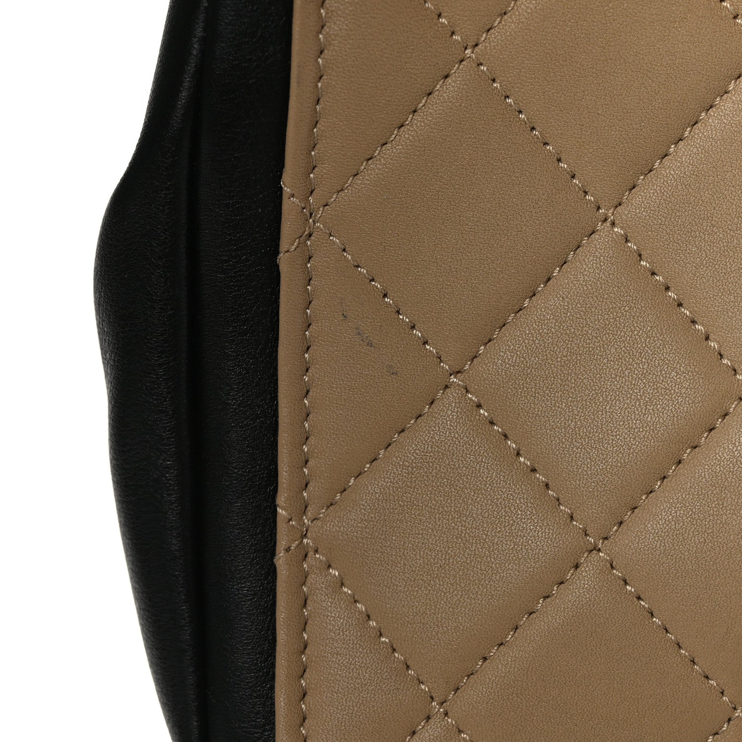 Chanel Calfskin Quilted Medium Graphic Flap Beige Black 10 of 10