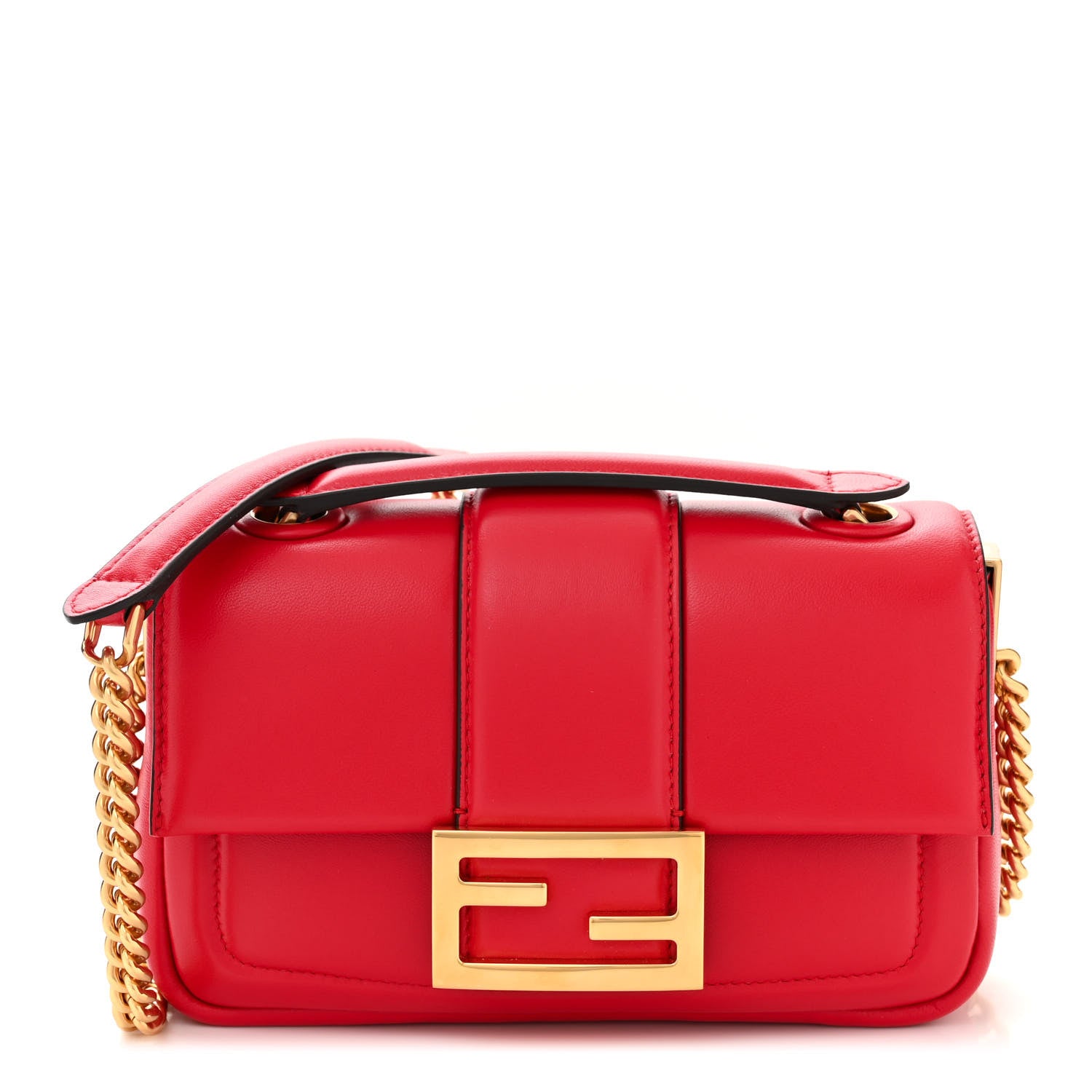 Fendi Nappa Apolo Mini Chain Baguette Red 1 of 12